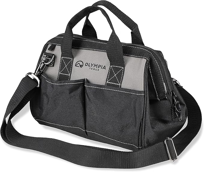 Olympia Tools Bag 12 Inch, Heavy Duty Tools Bag with 4 Large Pockets, Adjustable Shouder Straps and 600D Reinforced Material