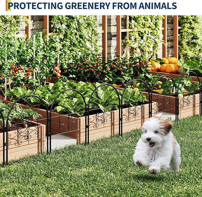 Garden Fence Panel, 25.7in(h) x 19.6in(l) Arched No Dig Fencing Border Outdoor, Rustproof Metal Animal Barrier for Pet, Garden Edging Border for Garden, Yard,Flower Beds.