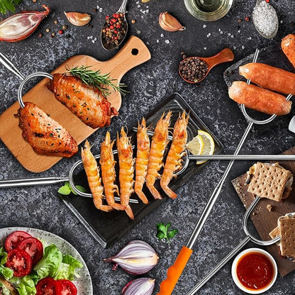 Briout Extendable Marshmallow Roasting Sticks- Extra Long 45'' Stainless Steel Smores Sticks for Fire Pit, Smore Skewers Hot Dog Fork Campfire Accessories, Camping Essentials for S'mores- 5 Pack