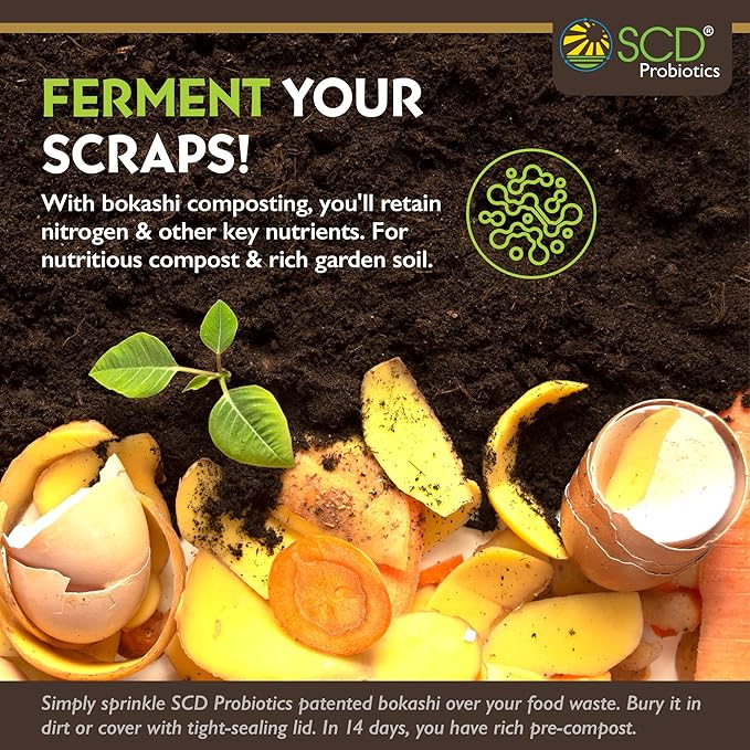 All Seasons Bokashi Compost Starter - 2 lbs (1 Gallon) 6.6 lbs Dry Bokashi Bran for Kitchen Compost Bin, Compost Pet and Food Waste Easily with Low Odor, (3 Pack) by SCD Probiotics