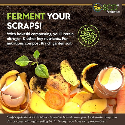 All Seasons Bokashi Compost Starter - 2 lbs (1 Gallon) 6.6 lbs Dry Bokashi Bran for Kitchen Compost Bin, Compost Pet and Food Waste Easily with Low Odor, (3 Pack) by SCD Probiotics