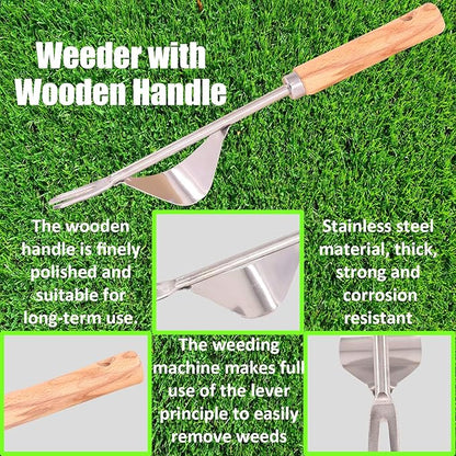 4 Pack Hand Weeder Tool Garden Weeding Tools, Gardening Weed Puller, Weeding Tools with Manual Weed Puller Bend-Proof, Shovel and Gloves for Garden Lawn Yard Farmland Transplant