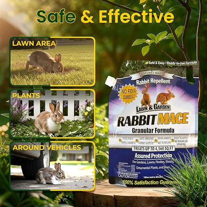 Nature's Mace Rabbit Mace Granules, 7 Pounds, Rabbit Repellent Outdoor, Rabbit Deterrent for Garden, Yard, Repel Bunnies, Keep Rabbits Out, Safe to Use Around People, Pets, & Plants