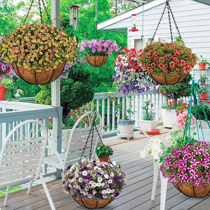 ZeeDix 3Pcs 12 Inch Coconut Liners for Planters, Round Hanging Basket Liners 100% Natural Coco Coir Basket Coco Replacement Liners for Hanging Basket Planters Flowers Vegetables(12in-3pcs)