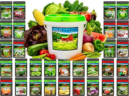 Beginner Survival Seed Vault: 20,000+ Heirloom & Non-GMO Seeds (30 Easy to Grow Varieties) by B&KM Farms