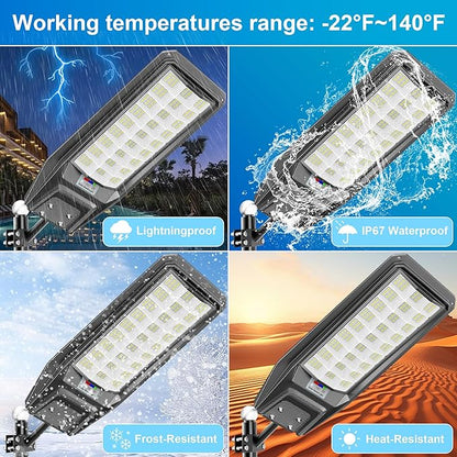 3‑Pack Solar Street Lights Outdoor, 9800W Super Bright LED Solar Powered Street Lamps with Motion Sensor, Dusk to Dawn, IP66 Waterproof for Yard, Garden, Parking Lot, Driveway, Farm