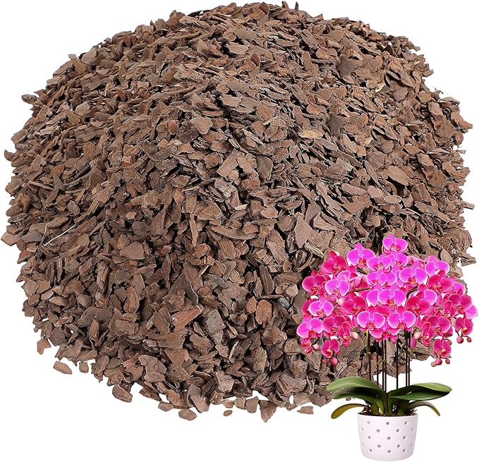 8qt New Zealand Orchid Bark, 1/2-3/4in Sun-Dried Medium Organic Pine Wood Chip Potting Barks, Orchids Mix Plant Compost Mulch for Promoting Root Development
