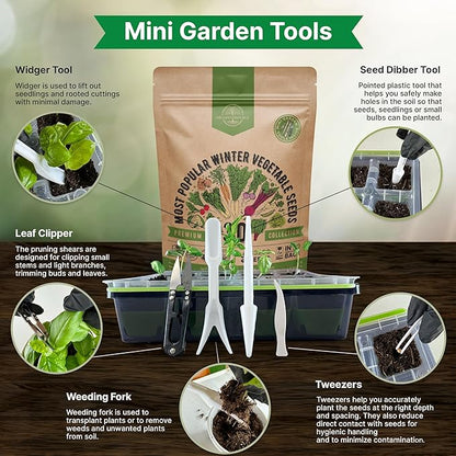 Organo Republic 30 Most Popular Winter Vegetable Garden Seeds Variety Pack- Outdoors/Indoor 33,200+ Non-GMO Heirloom Veggie Seeds Broccoli Beet Carrot Cabbage Chives Lettuce Radish Pea Spinach & More