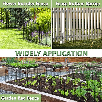 21in(H) x 26ft(L) Garden Fence Animal Barrier No Dig, 26 Panels Rustproof Arched Small Metal Fencing, 1.5in Gap Fence Border, Outdoor Decorative Fence for Yard Dogs Rabbits
