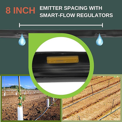 Strongman Premium Drip Irrigation | 1640 ft 5/8" Tape Roll | Smart Regulator | Garden Drip Watering System for Plants, Lawn, Greenhouse | 0.26 GPH | 0.4mm Thickness