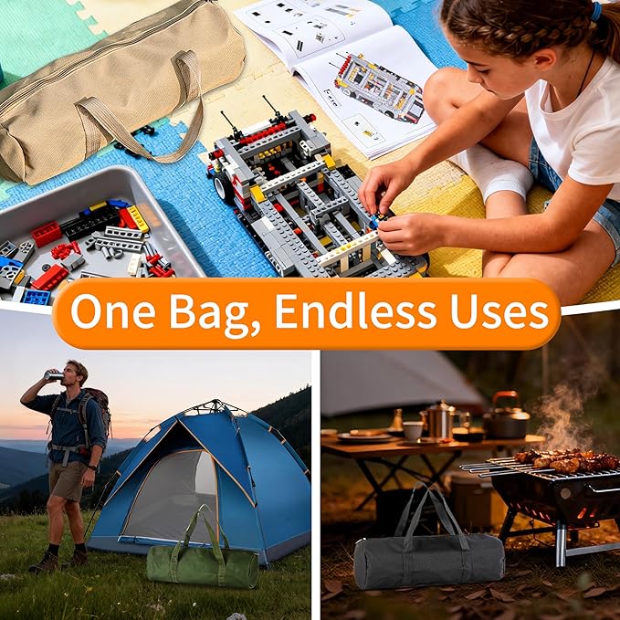 Waterproof Camping Gear Tool Bag - Roll Up Tool Organizer for Camping & Hiking - Portable Canvas Tool Tote with Multiple Compartments | Bushcraft Gear Storage (Camel (length 42* 15cm in diameter))