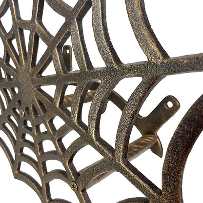 XL Cast Iron Spider Web Hose Holder, Bronze Finish, Heavy-Duty Wall Mounted Garden Hose Hanger, Weather Resistant Decorative Outdoor Hose Storage, Easy Install, Patio Decor, 13.75 Inch Diameter