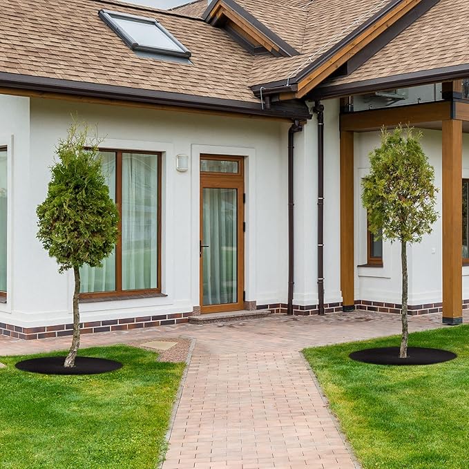 32.5 Inch Non-Woven Tree Mulch Ring 6 Pack, Weed Barrier Mat,Degradable Tree Mulch Used to inhibit Weed Growth and Landscape Weed Control Plant Root Protection (Black-6 pack-32.5")