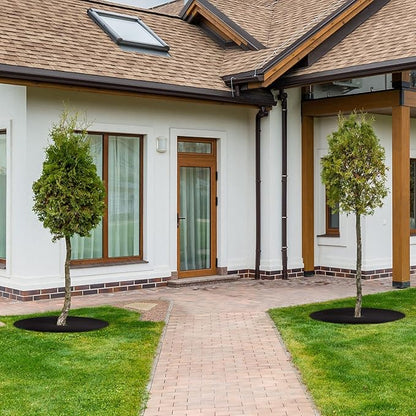 32.5 Inch Non-Woven Tree Mulch Ring 6 Pack, Weed Barrier Mat,Degradable Tree Mulch Used to inhibit Weed Growth and Landscape Weed Control Plant Root Protection (Black-6 pack-32.5")