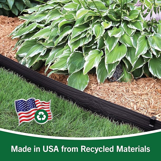 MASTER MARK Terrace Board, Landscape Coiled Edging, Grass Barrier, Bender Board, Flower Bed, Vegetable Garden Borders 5 in. x 40 ft. with 10 Stakes (Black)