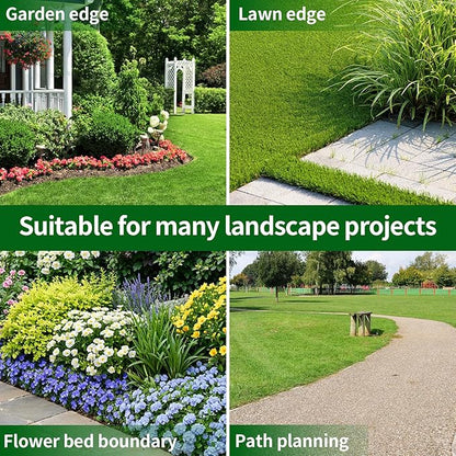 2 in x 40 Ft Garden Landscape Edging, No Dig Garden Edging Border Kit with Spikes for Flower Bed Lawn Yard Grass Black