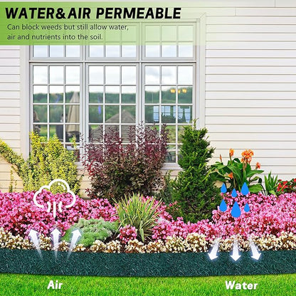 DECOHS 140" x 5.5" Recycled Rubber Mulch Mat Roll for Landscaping, Permanent Garden Pathway Mulch Barrier, Rubber Mulch Walkway Pathway Mat for Plants, Vegetable and Flower Outdoor (Green)