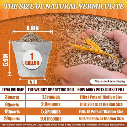 AVALUTION 18QT Vermiculite - Organic Vermiculite for Plants Horticultural Coarse Vermiculite Natural Soil Additive for Potted Plants Gardening Mushrooms Seed Starting