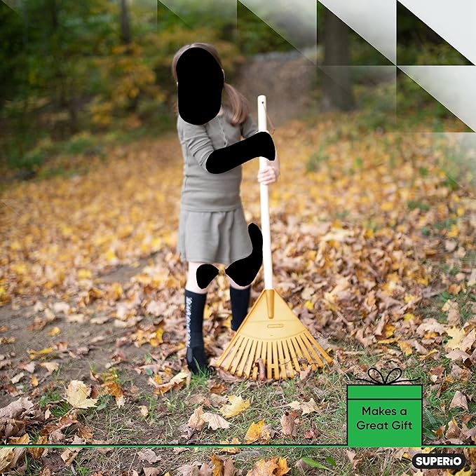 Gardening Tools Outdoor Rakes for Lawns Heavy Duty Wood Handle Cleaning Yard Tool Rake Landscape Essentials with Durable Plastic Leaf Collector Head 6-Pack