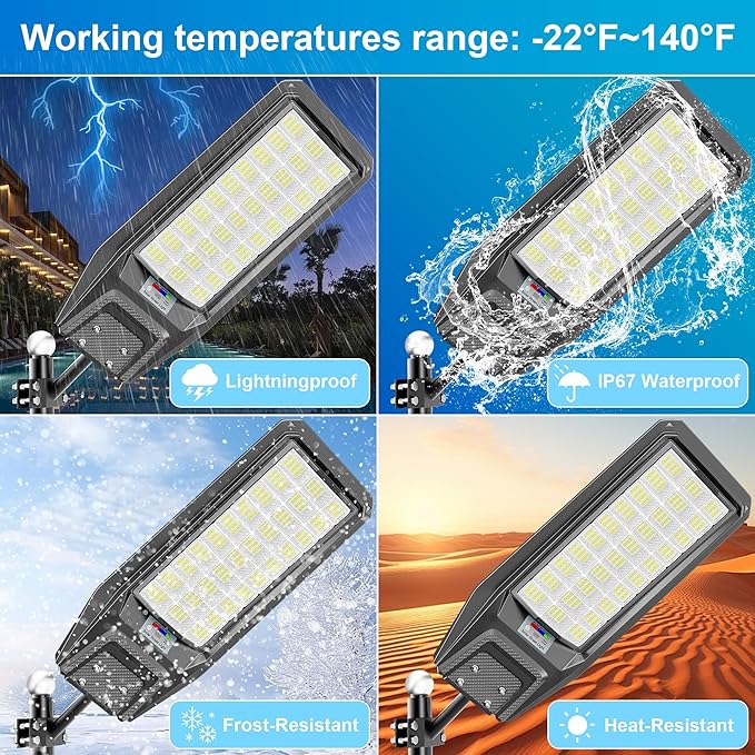 4‑Pack Solar Street Light, Super Bright LED Solar Powered Street Lamps with Motion Sensor, Dusk to Dawn, IP67 Waterproof for Yard, Garden, Parking Lot, Driveway, Farm