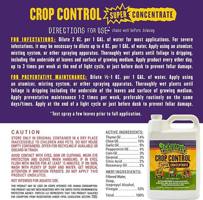 Trifecta Crop Control Super Concentrate All-in-One Natural Pesticide, Fungicide, Miticide, Insecticide, Help Defeat Spider Mites, Powdery Mildew, Botrytis, Mold, and More on Plants - Gallon