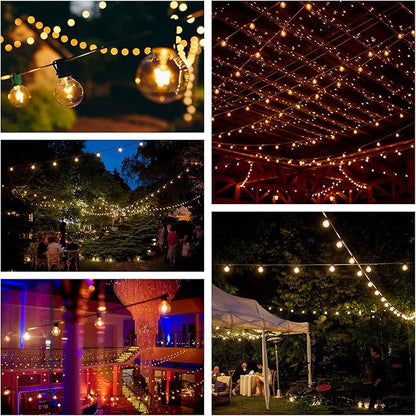 Hometown Evolution, Inc. 100' G40 Globe Outdoor String Lights Set with Clear Bulbs and Black Wire (+ 5 Free Spares)