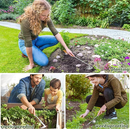 3 Pack Weed Puller Tool, Stainless Steel Crack Weeder Tool, Uprooting Weeding Tool, Paving Brick Moss Removal, L-Shape Gardening Crack Sickle Lawn Edger and Driveway Weeding Tools Gardening