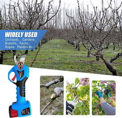 KOMOK Electric pruning shears, Professional Cordless Power Branch Cutter Fruit Tree Pruner, 2PCS 2Ah Battery Operated Pruning Shears, MAX 1" Cutting Capacity 6-7 working hours