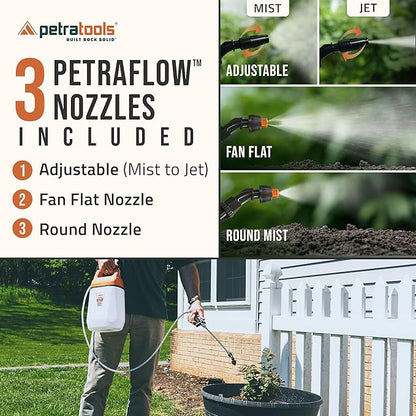 PetraTools EZ1 Battery Powered Sprayer 1 Gallon - Lawn and Garden Electric Sprayer for Weed/Pest Control, Watering & More - Battery Operated for Effortless Spraying (1 Gallon)