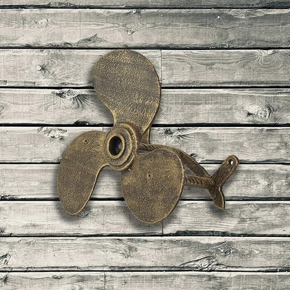 Bronze Finish Cast Iron Boat Propeller Wall-Mounted Decorative Garden Hose Hanger - Nautical Outdoor Hose Holder Decor to Add Maritime Charm to Your Garden