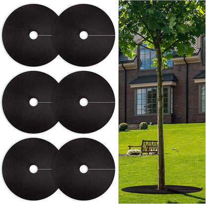 32.5 Inch Non-Woven Tree Mulch Ring 6 Pack, Weed Barrier Mat,Degradable Tree Mulch Used to inhibit Weed Growth and Landscape Weed Control Plant Root Protection (Black-6 pack-32.5")