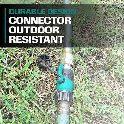 2WAYZ Heavy Duty Garden Hose Connector with On/Off Switch - Water Flow Control Adapter for Outdoor Use - Durable Brass Fitting with Hose Valve Shut-Off Handle for Quick Adjustments