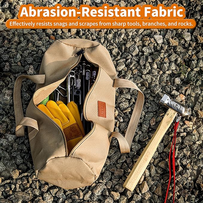 Waterproof Camping Gear Tool Bag - Roll Up Tool Organizer for Camping & Hiking - Portable Canvas Tool Tote with Multiple Compartments | Bushcraft Gear Storage (Camel (length 42* 15cm in diameter))
