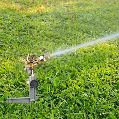 2 Pack Zinc Alloy Impact Sprinklers for Yard, Stainless Steel Pulsating Water Sprinkler Head on Spike Base, Adjustable Water Sprinklers for Large Area Patio Lawn Garden Irrigation