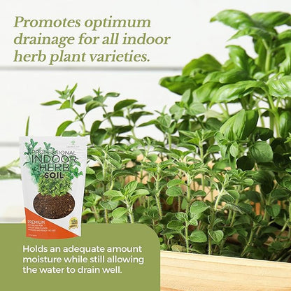 Professional Indoor Herb Plant Soil | Large 2.2 Quarts Ready to Use for Kitchen, Gardens, Cooking Herbs | Peat Moss, Coco Coir, Perlite, Dolomite | Made in USA