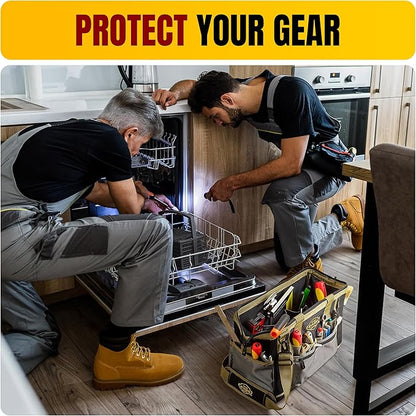 The Ryker 16-inch Large Tool Bag Heavy Duty Tool Bag Organizer for Men/Women 28pockets Portable Utility Bags for Tools - Toolbag Organizers Electrician Tools Bags for men Heavy Duty