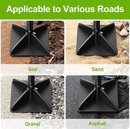 Heavy Duty Steel Tamper with Upgraded Bolts & Reinforced Base, 48" Handle with Comfortable Rubber Grip, 8×8" Plate, Easy to Assemble Hand Tamper for Soil, Gravel, Asphalt & Lawn