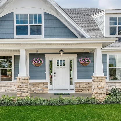 Sorbus 4 Pack Metal Hanging Planter Basket Huge 12 Inch Hanging Flower Pot Basket & Coco Coir Liner for Indoor/Outdoor Garden Décor, Perfect for Home, Garden, Patio, Deck (Black)