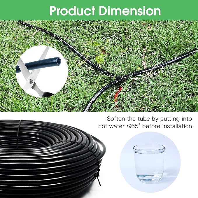 100FT 1/4 inch Drip Irrigation Tubing Distribution Hose Tube for Garden Irrigation System