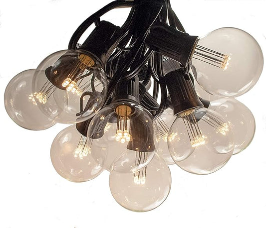 Hometown Evolution, Inc. 50 Foot LED G50 Globe String Lights (Black Wire) with LED 2 Inch 0.6 Watt Bulbs