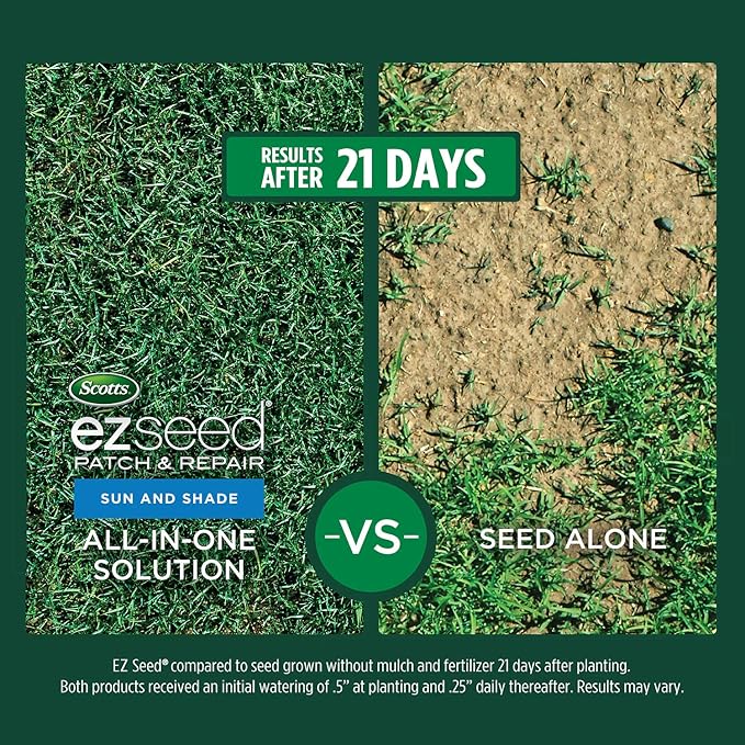 Scotts EZ Seed Patch & Repair for Sun and Shade Combination Mulch, Sun and Shade Grass Seed and Fertilizer for Bare Spots and Repair, Grows Anywhere, 20 lbs.