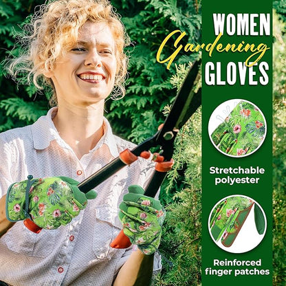 HANDLANDY Gardening Gloves for Women, Breathable Ladies Leather Garden Yard Gloves Best Gift for Gardeners