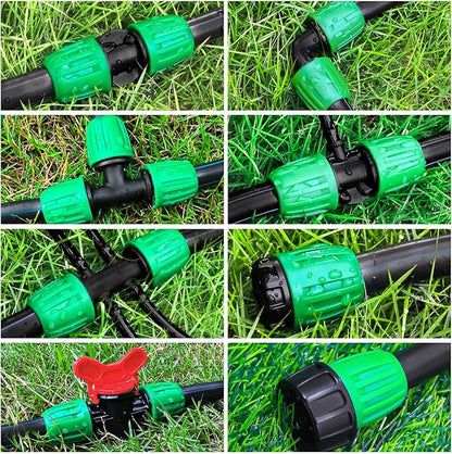 23 Pcs 1/2 Inch Drip Irrigation Fittings Kit (1/2" ID x 0.65" OD), 1/2 Inch Irrigation Tubing Set Including 4 Tees, 4 Couplings, 3 Elbows, 4 Reducer Tee, 4 Plugs, 2 Valves and 2 Faucet Adapter