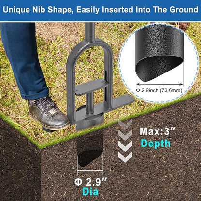 Garden Grass Plugger Tool with Long Handle Sod Turf Plugger Steel Bulb Planter with Soft Rubber Grip Plants Transplanter Tool for Digging Holes, Repair of Turf, Transplant Seedling