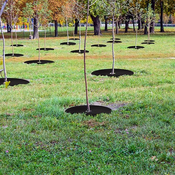 20.47 Inch Non-Woven Tree Mulch Ring 8 Pack, Weed Barrier Mat,Degradable Tree Mulch Used to inhibit Weed Growth and Landscape Weed Control Plant Root Protection
