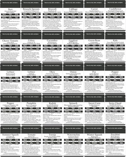 B&KM Farms 20,000+ Survival Seed Kit 5+ Year Supply. 30 Fruit & Vegetable Non-GMO Heirloom Seeds for Planting a Home Garden. Secure Emergency Weather-Proof Bucket