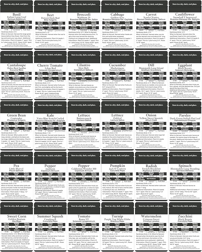 Beginner Survival Seed Vault: 20,000+ Heirloom & Non-GMO Seeds (30 Easy to Grow Varieties) by B&KM Farms