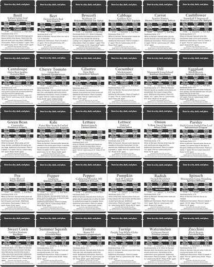 Beginner Survival Seed Vault: 20,000+ Heirloom & Non-GMO Seeds (30 Easy to Grow Varieties) by B&KM Farms