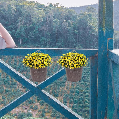 GANAZONO Wall Hanging Flowerpot 4-Pack Iron Art Small Indoor Outdoor Plant Holders with Lanyard for Succulents and Mini Plants Wall Mounted Planters