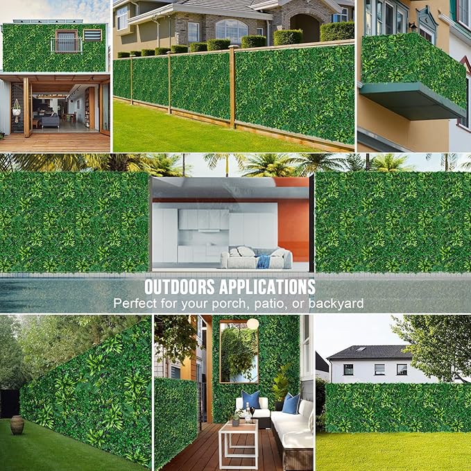 Artificial Boxwood Panels, Grass Wall Panels 20"x20"(12pcs), Privacy Hedge Fence Screen with UV Protection, Fake Greenery Backdrop for Indoor Wedding and Outdoor Garden Backyard